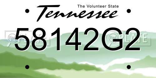58142G2 Tennessee License Plate