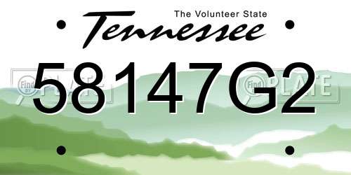 58147G2 Tennessee License Plate