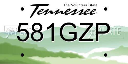 581GZP Tennessee License Plate