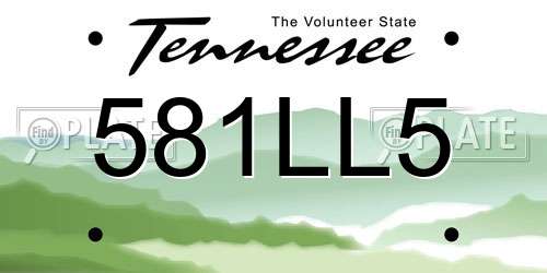 581LL5 Tennessee License Plate