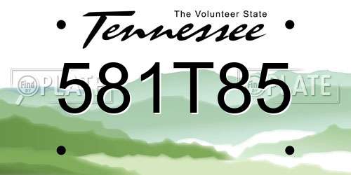 581T85 Tennessee License Plate