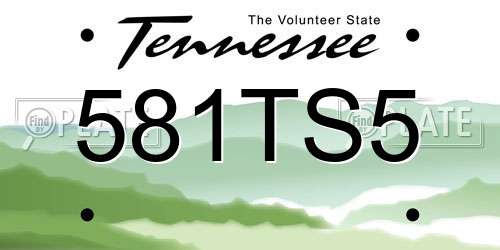 581TS5 Tennessee License Plate