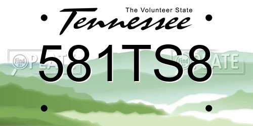 581TS8 Tennessee License Plate