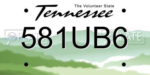 581UB6 Tennessee License Plate