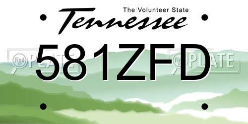581ZFD Tennessee License Plate