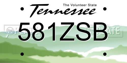 581ZSB Tennessee License Plate