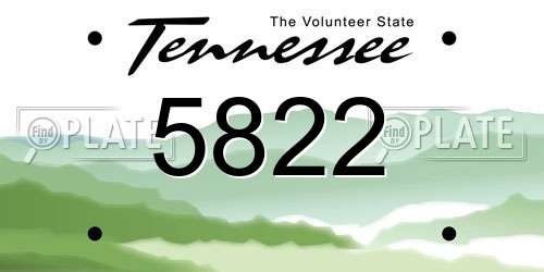 5822 Tennessee License Plate