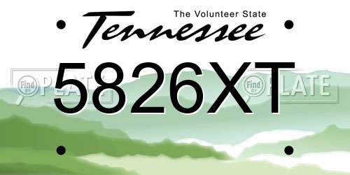 5826XT Tennessee License Plate