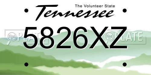 5826XZ Tennessee License Plate