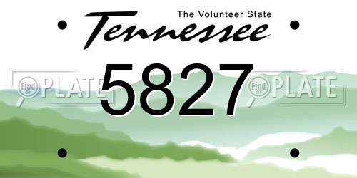 5827 Tennessee License Plate