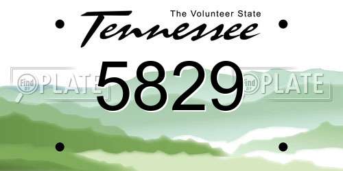 5829 Tennessee License Plate