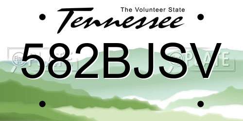 582BJSV Tennessee License Plate