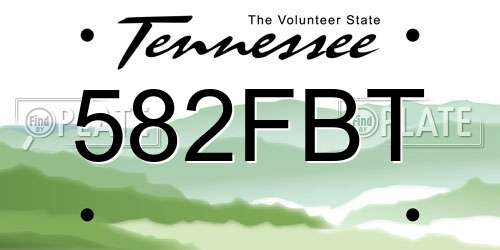 582FBT Tennessee License Plate
