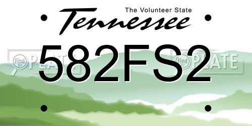 582FS2 Tennessee License Plate