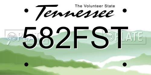 582FST Tennessee License Plate