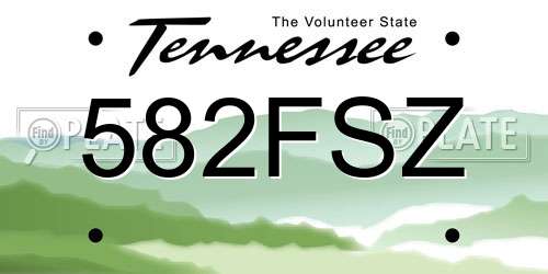 582FSZ Tennessee License Plate