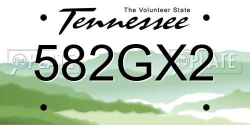 582GX2 Tennessee License Plate