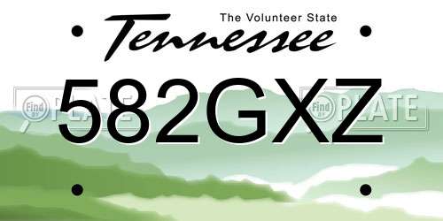 582GXZ Tennessee License Plate
