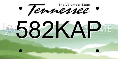 582KAP Tennessee License Plate