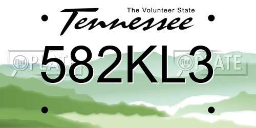 582KL3 Tennessee License Plate