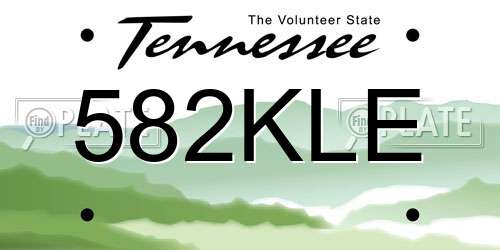 582KLE Tennessee License Plate