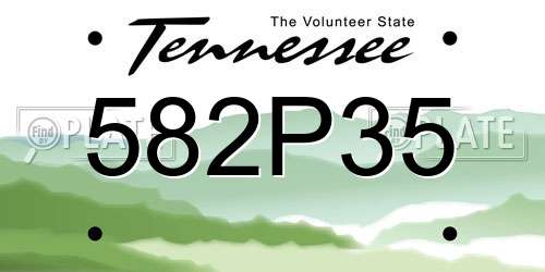 582P35 Tennessee License Plate
