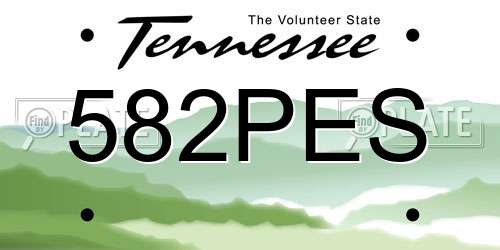 582PES Tennessee License Plate