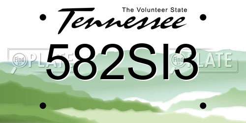 582SI3 Tennessee License Plate