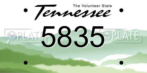 5835 Tennessee License Plate