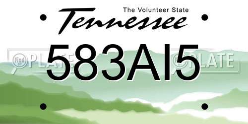 583AI5 Tennessee License Plate