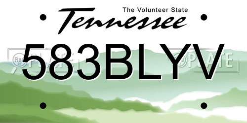 583BLYV Tennessee License Plate