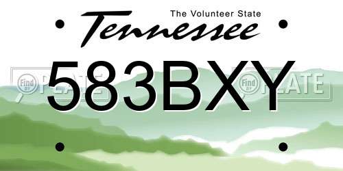 583BXY Tennessee License Plate