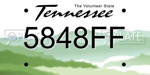 5848FF Tennessee License Plate