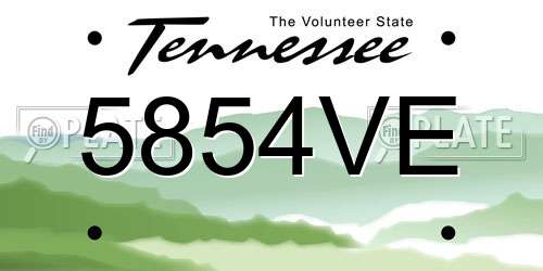 5854VE Tennessee License Plate
