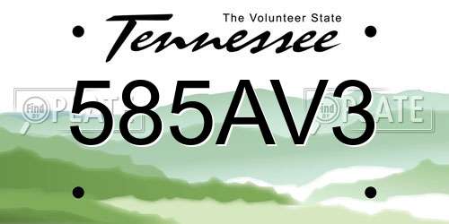 585AV3 Tennessee License Plate