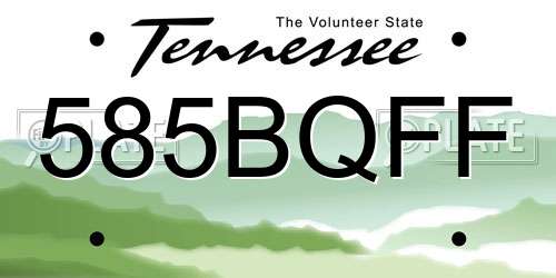 585BQFF Tennessee License Plate