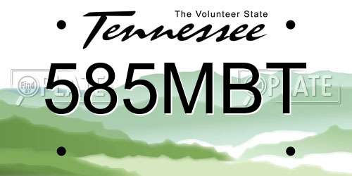 585MBT Tennessee License Plate