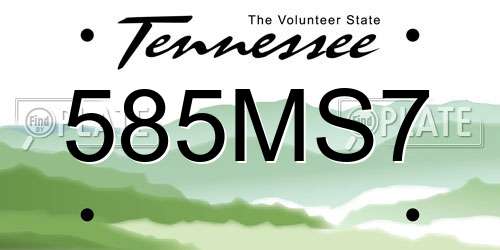 585MS7 Tennessee License Plate