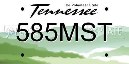 585MST Tennessee License Plate