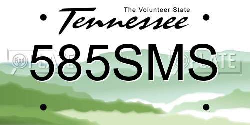 585SMS Tennessee License Plate