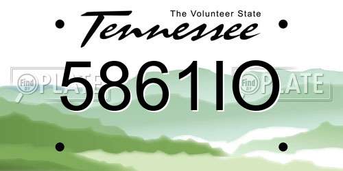 5861IO Tennessee License Plate