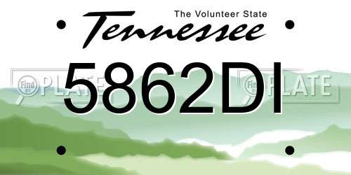 5862DI Tennessee License Plate