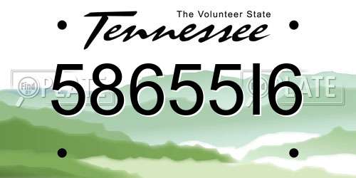 58655I6 Tennessee License Plate