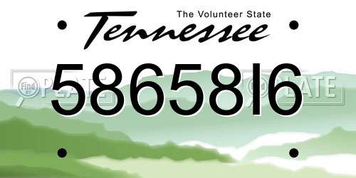 58658I6 Tennessee License Plate