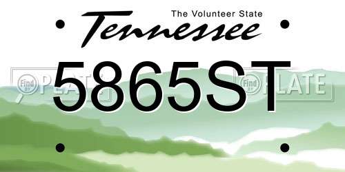 5865ST Tennessee License Plate