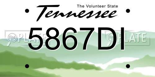 5867DI Tennessee License Plate