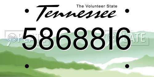 58688I6 Tennessee License Plate