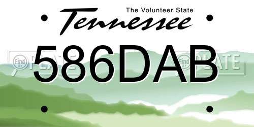 586DAB Tennessee License Plate
