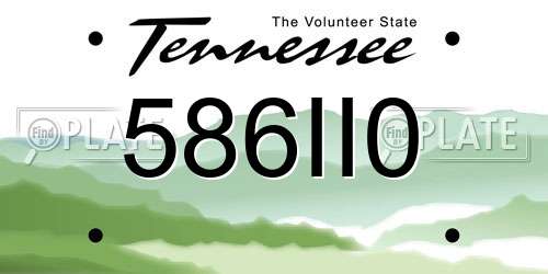 586II0 Tennessee License Plate
