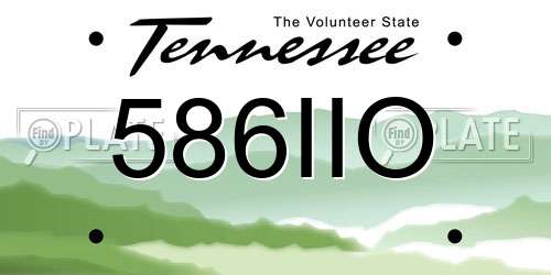 586IIO Tennessee License Plate